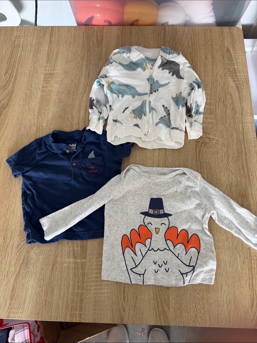 Carter's Gray Turkey Graphic Long-Sleeve Top with Orange Accents